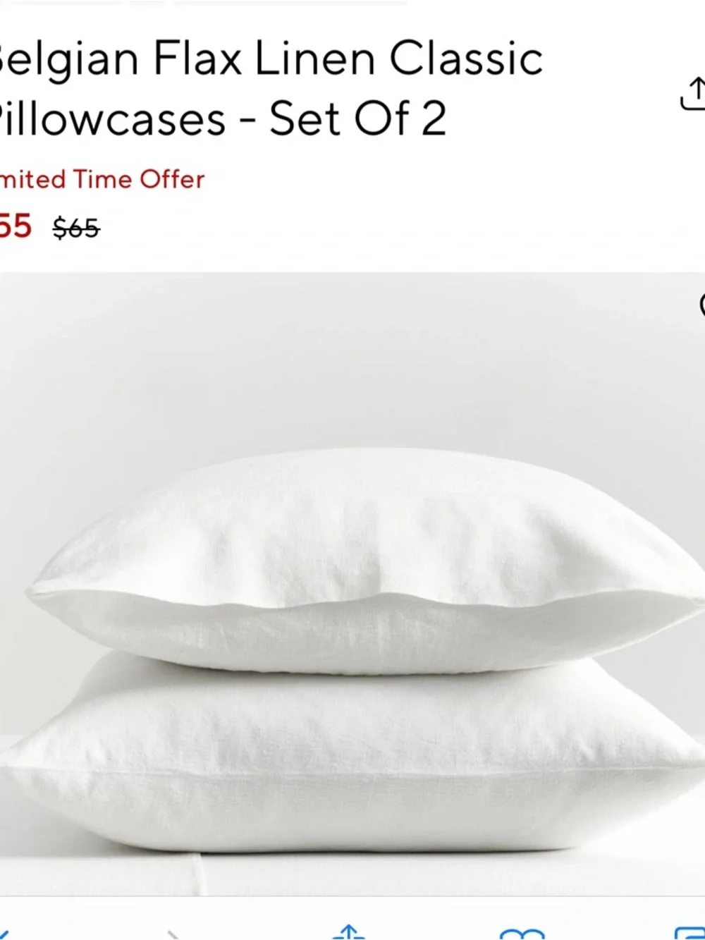 NWOT Linen Pillowcases - White